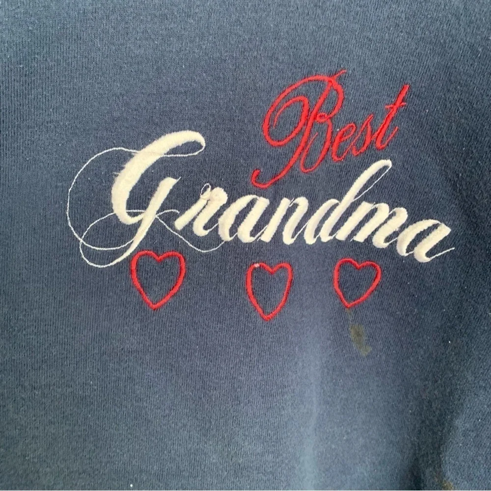 Vintage Best Grandma Embroidered Crewneck Sweatshirt Adult XL 90s Sweater Hearts - Picture 2 of 6
